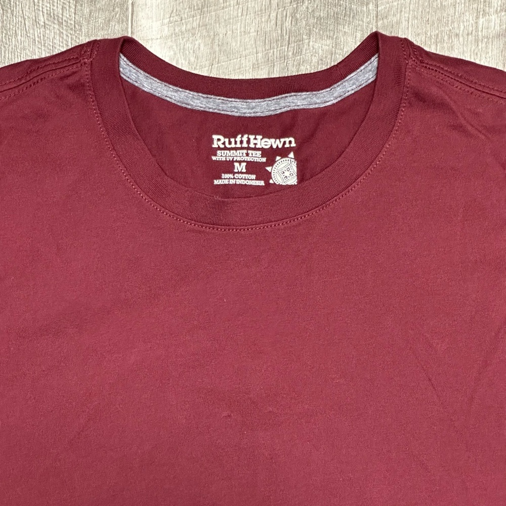 Men’s Ruff Hewn RH Medium Crew Neck Short Sleeve T-Shirt Top Tee Burgundy NWT - Picture 5 of 7